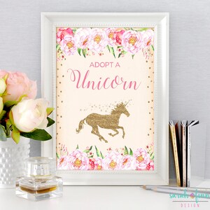 Unicorn Party Printable Adopt a Unicorn Birthday Sign Magical - Etsy