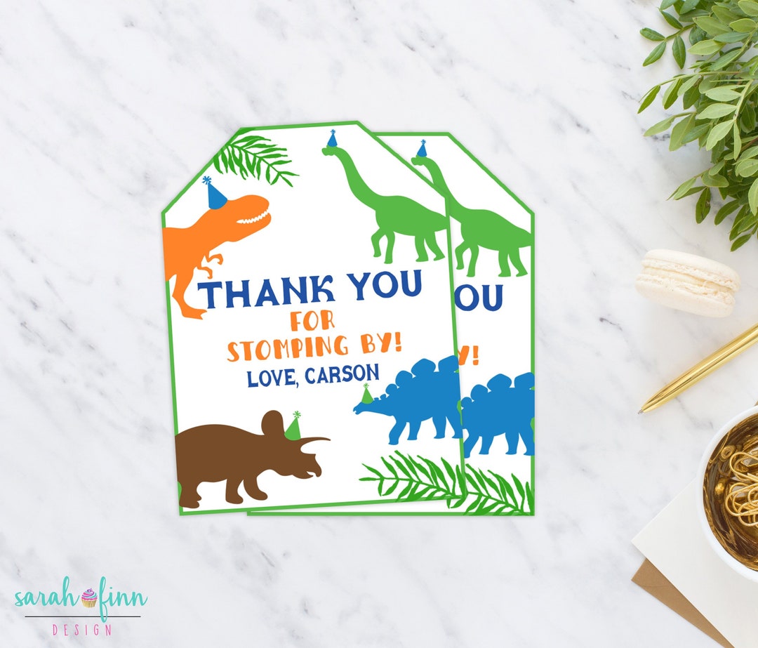 Dinosaur Birthday Dinosaur Party Printable Dinosaur Thank You Tag Party ...