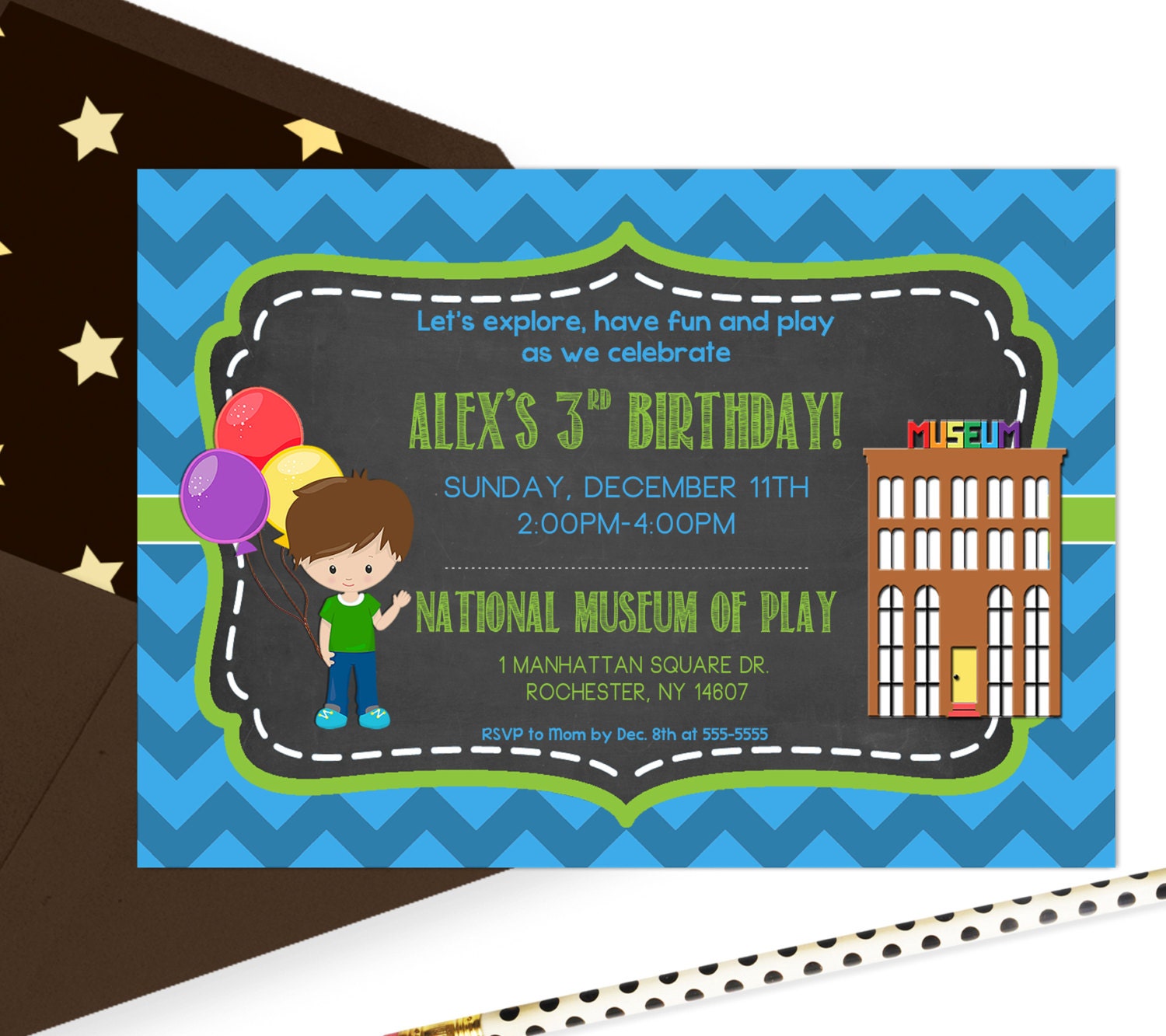 Children's Museum Invitation Boy Birthday Museum Birthday | Etsy