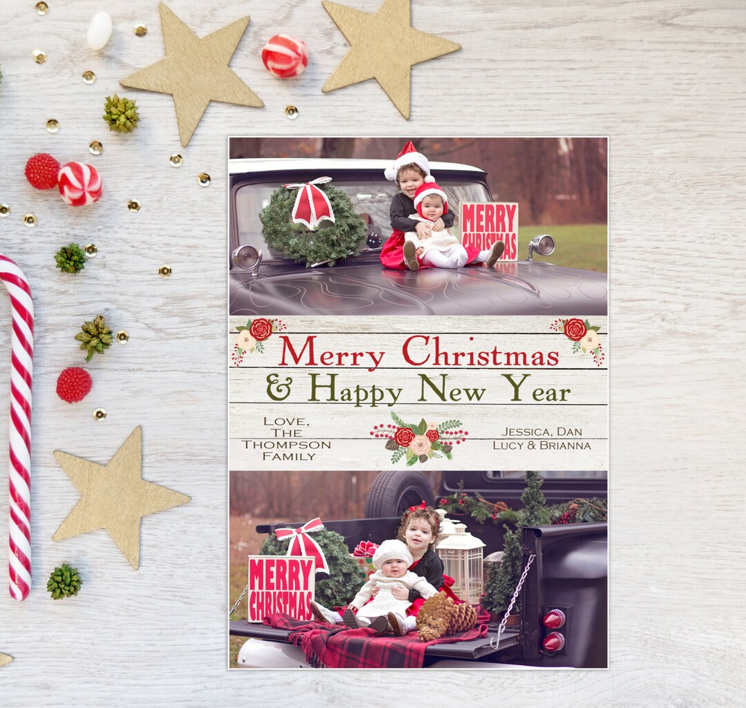 Photo Christmas Card Rustic Christmas Card Holiday Card Happy New Year ...
