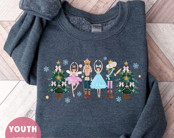 Pink Nutcracker sweatshirt for Kids Girls Nutcracker Crewneck Collage Dancer Sweater Christmas Girls Sweatshirt Dance Lover