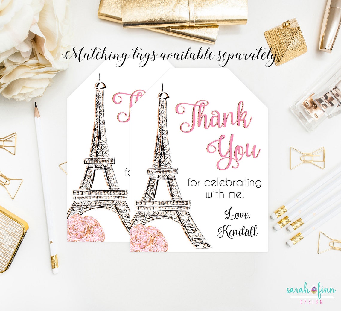 Paris Thank You Card Paris Party Theme Paris Birthday - Etsy