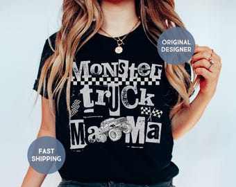 Camiseta de Monster Truck Mama, camiseta de moda de Monster Truck Mom, regalo para mamá, camisetas de cumpleaños familiares a juego, envío rápido