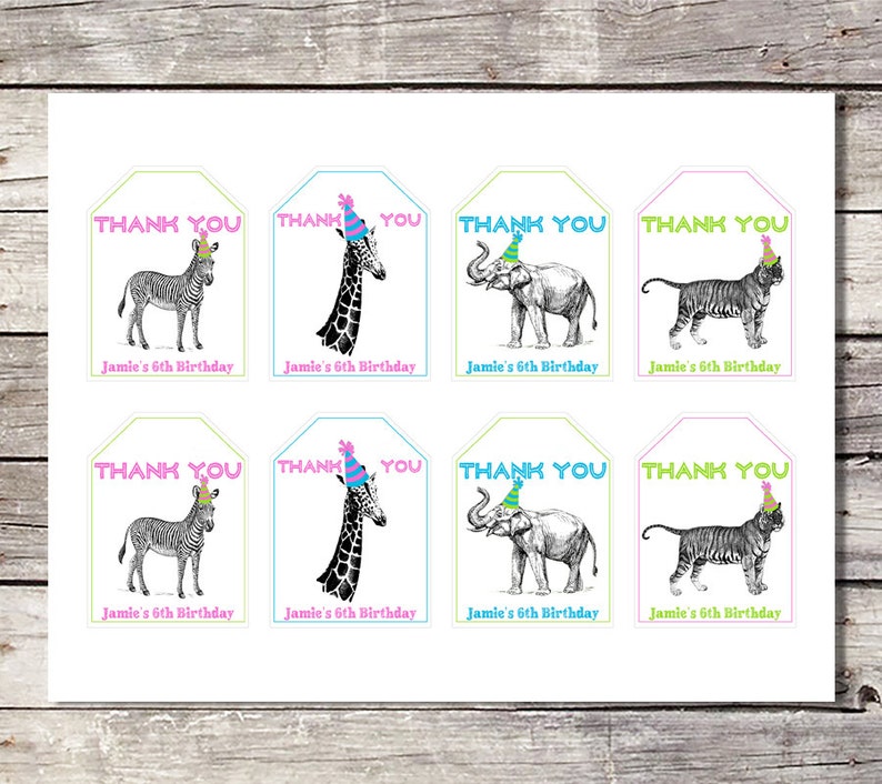 Zoo Animal Favor Tags Favor Tags Party Animal Tags Zoo Etsy
