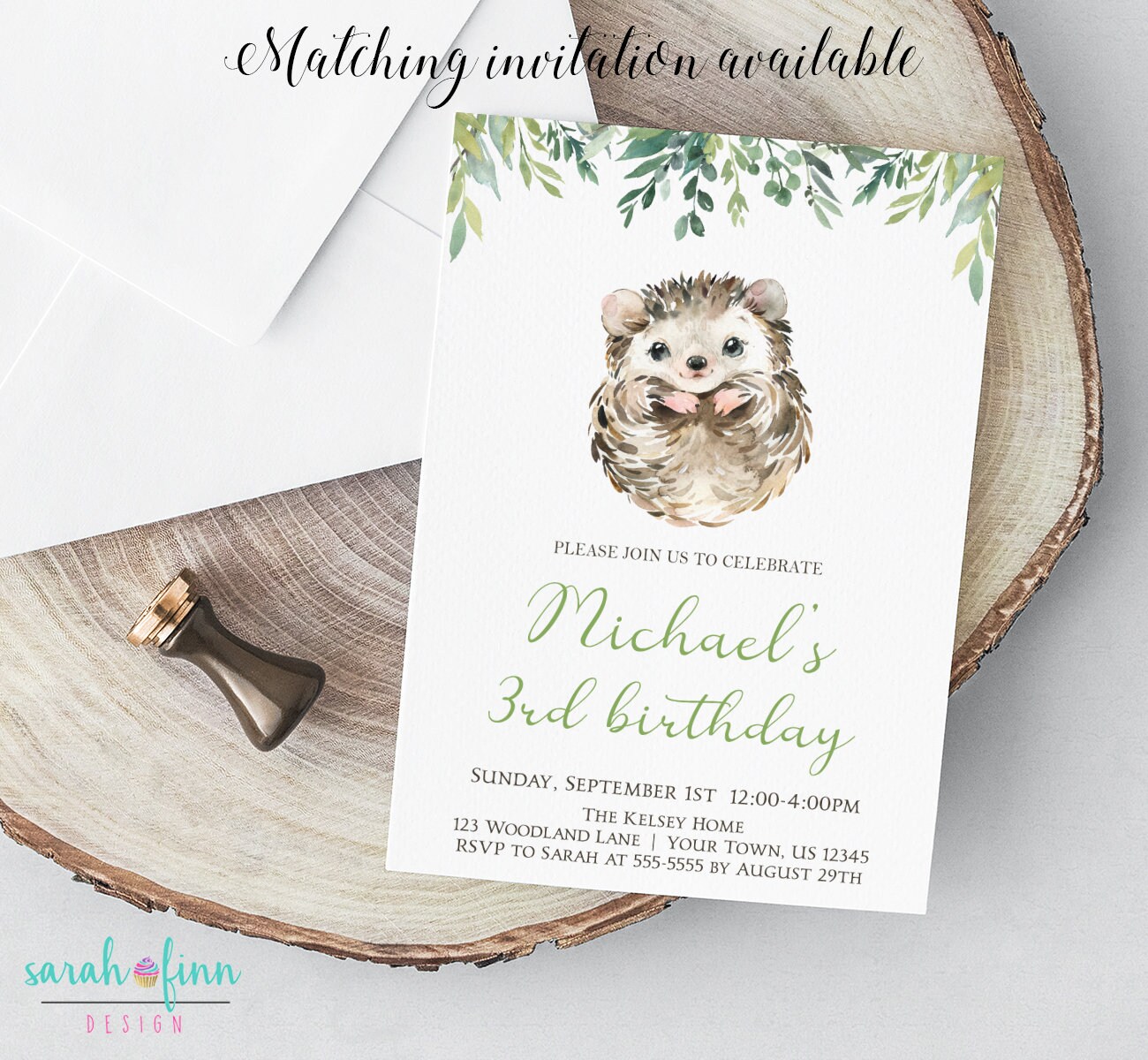 Hedgehog Birthday Printable Party Pack Boy Hedgehog Woodland | Etsy