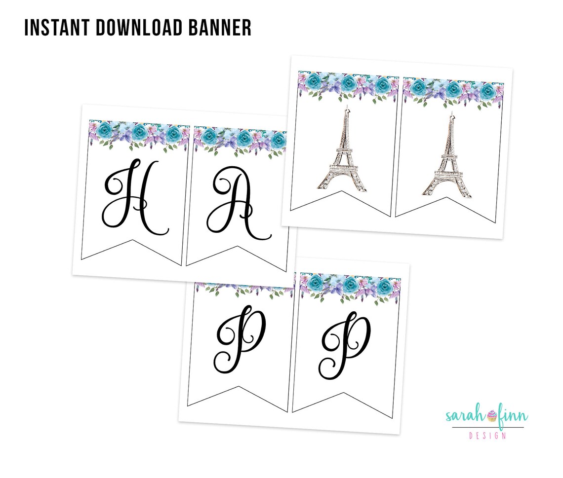 Paris Birthday Banner Printable Instant Download Paris Party - Etsy
