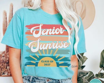Senior Sunrise Shirt Senior Sunrise Class of 2027 Tshirt Comfort Color Tee Last First Day Graduating Senior Stripes Graduation High School
