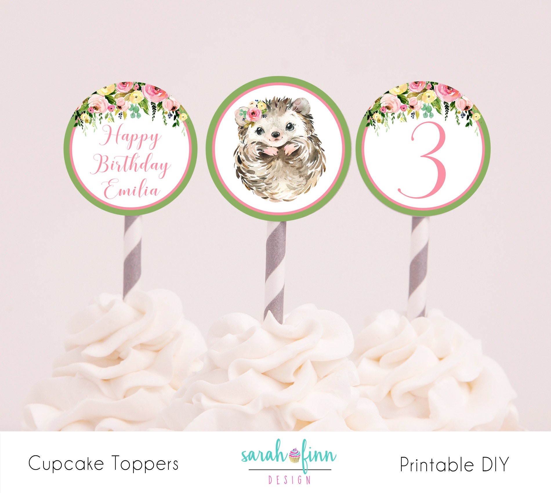 Hedgehog Birthday Printable Party Pack Girl Hedgehog Woodland - Etsy