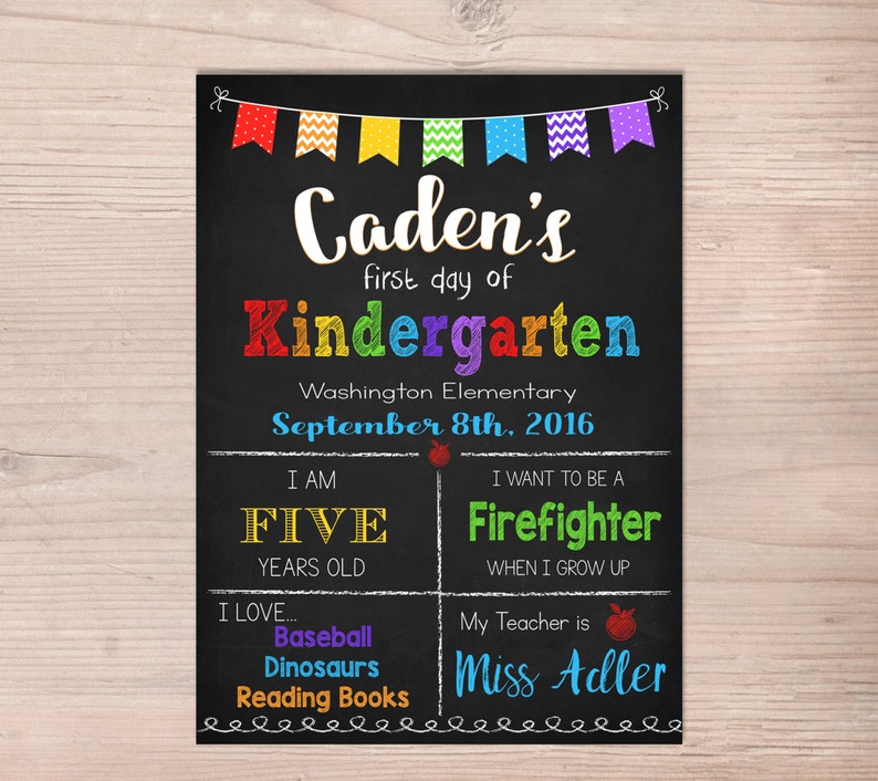 first day of kindergarten sign first day of kindergarten sign
