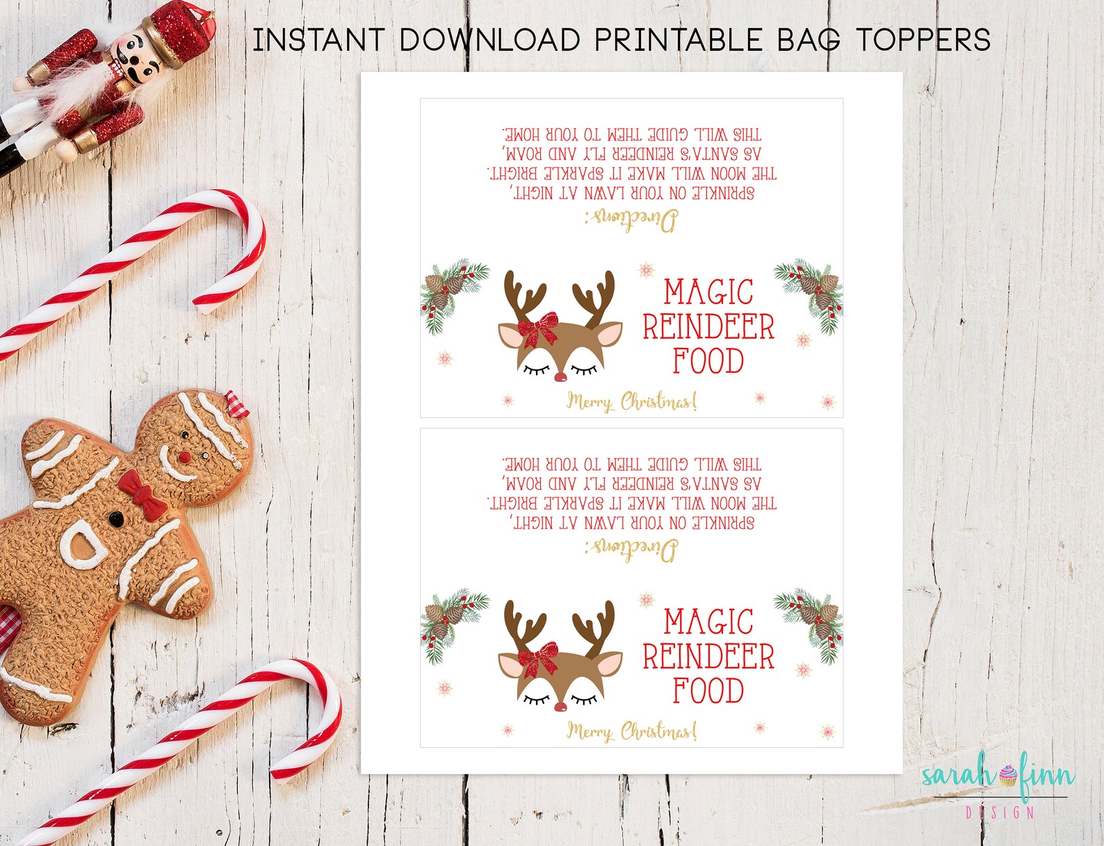 Reindeer Food Bag Topper Printable File Instant Download - Etsy