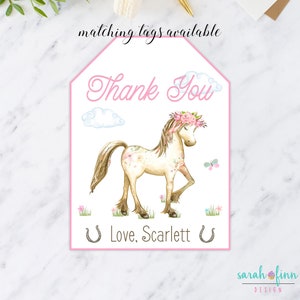 Horse Thank You Card Pony Birthday Printable Thank You Card Farm Cowgirl Digital Thank You Card Horse Party Pony Birthday image 4