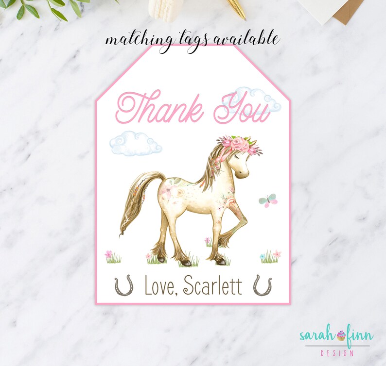 Horse Thank You Card Pony Birthday Printable Thank You Card Farm Cowgirl Digital Thank You Card Horse Party Pony Birthday image 4