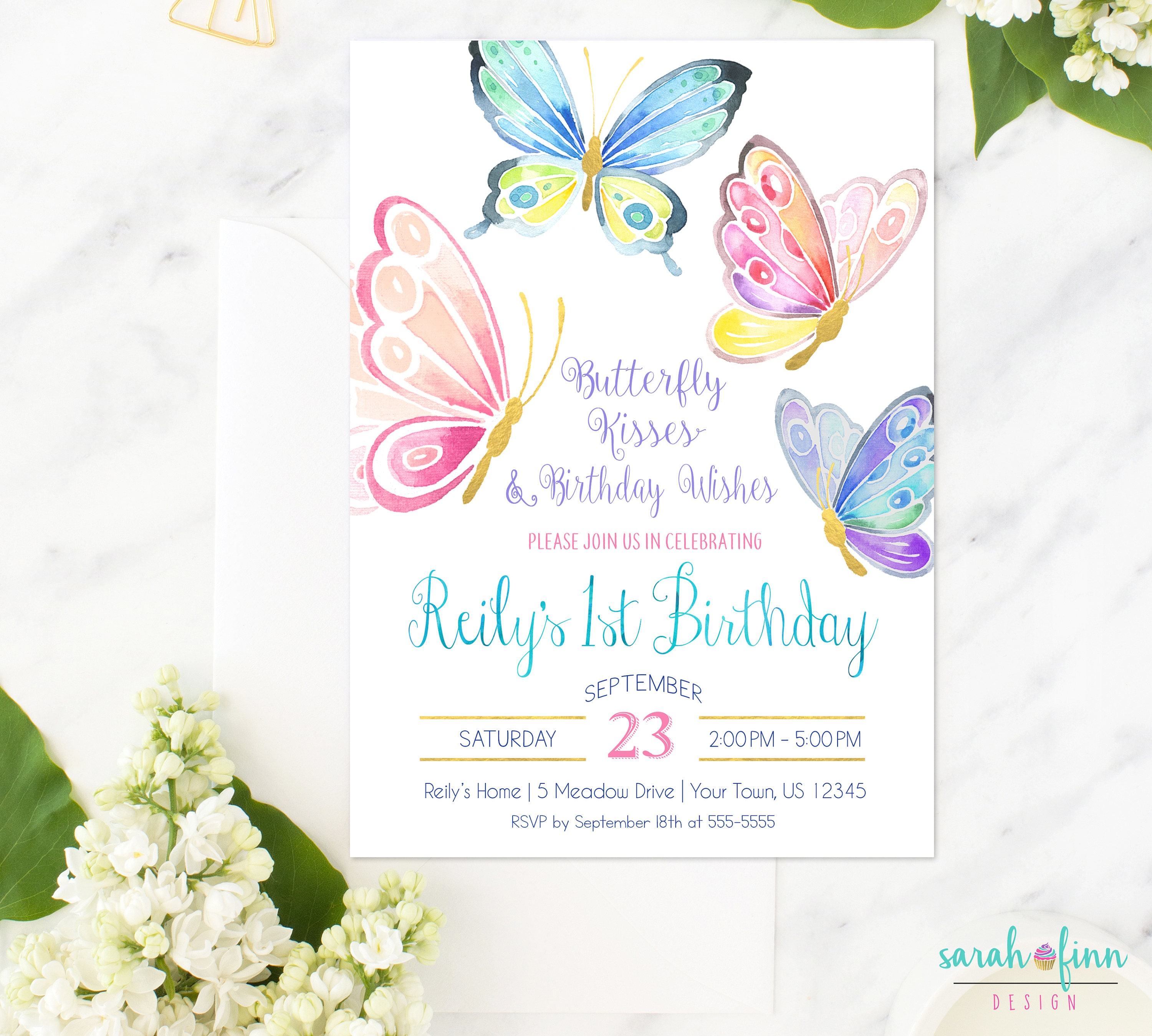 Papier d'invitation couleur papillon imprimé à la  – Grandado