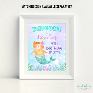 Mercat Thank You Card Editable Purrmaid Party Thank You Card Instant Download Edit with Corjl Birthday Printable Digital 4x6 Cat Mermaid image 4