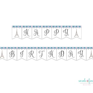 Paris Birthday Banner Printable Instant Download Paris Party Decor ...