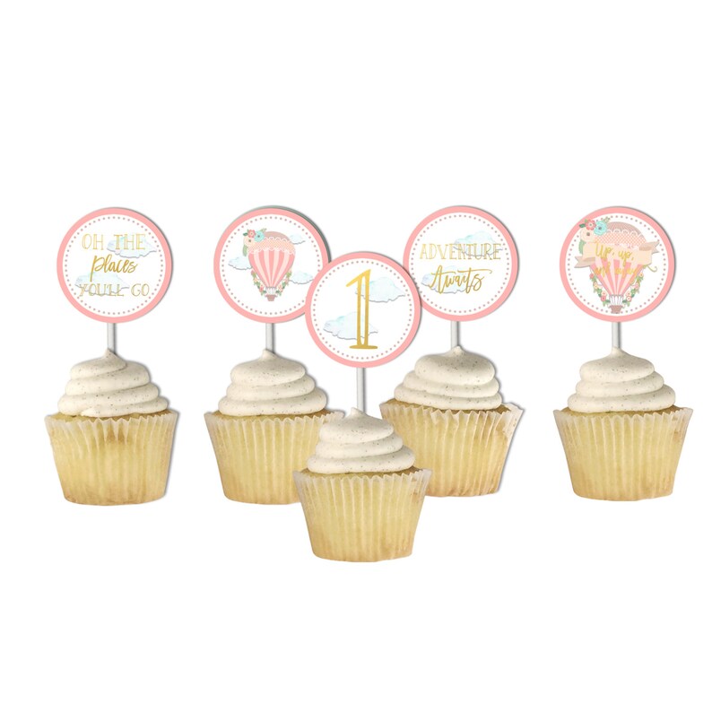 Hot Air Balloon Cupcake Toppers First Birthday Printable - Etsy
