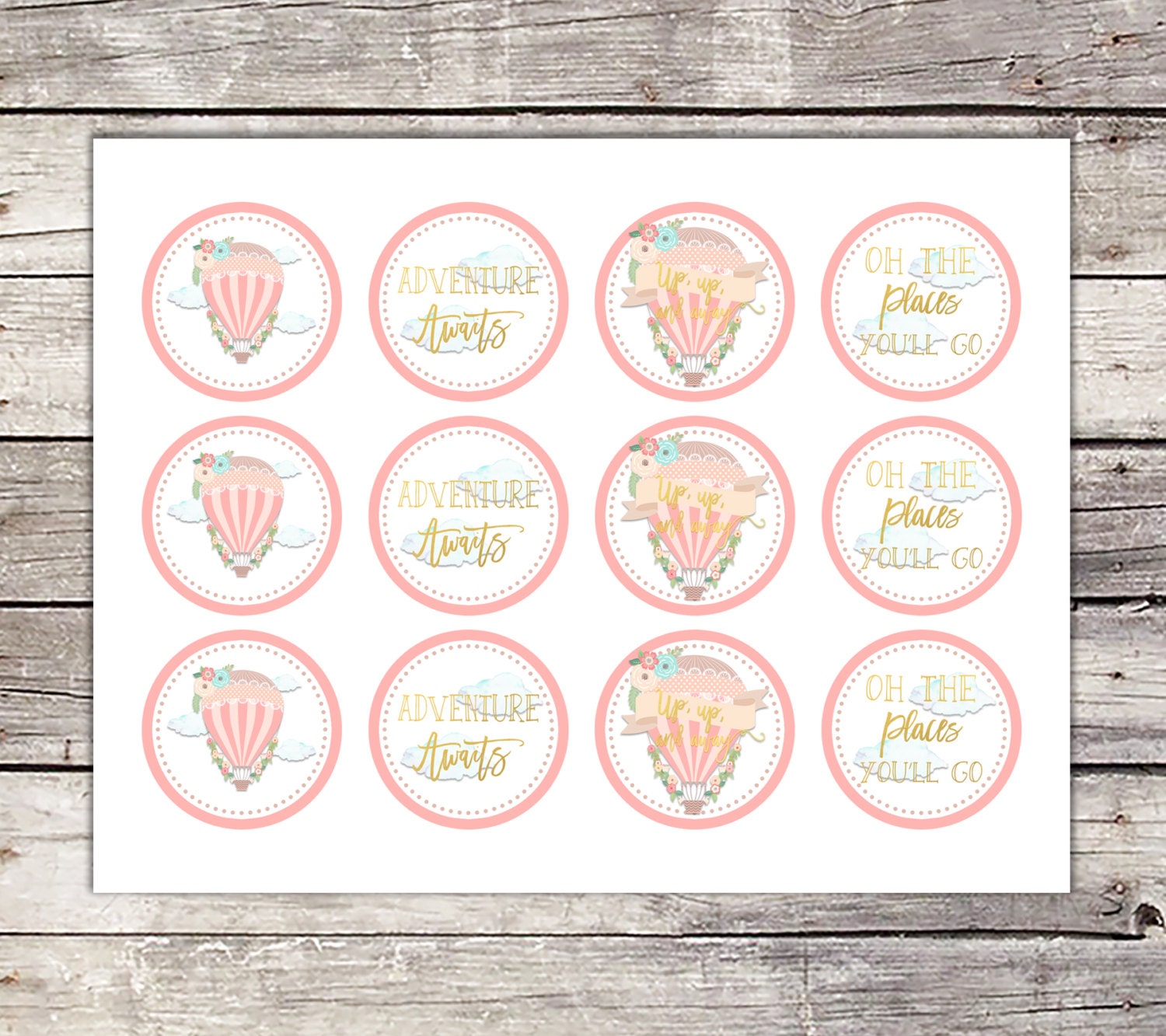 Hot Air Balloon Cupcake Toppers First Birthday Printable - Etsy