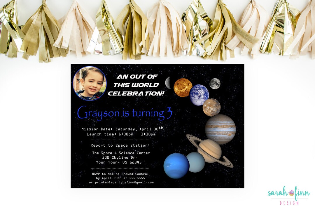 Planet Birthday Invitation Planet Birthday Party Solar System Birthday