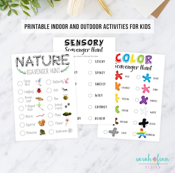 Scavenger Hunt Indoor and Outdoor Nature Scavenger Hunt Printable Color Hunt Kid Activity Instant Download Outdoors Kid Game Preschool