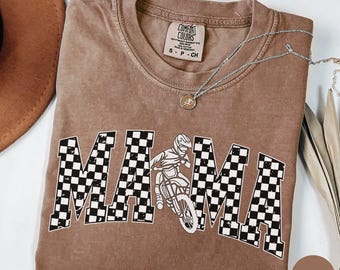 Motocross motomom Shirt Relaxed Fit Comfort Colors Dirtbike Mom raceday shirt Motocross Mom Checkered Flag Gift Moto Mom Race T-Shirt