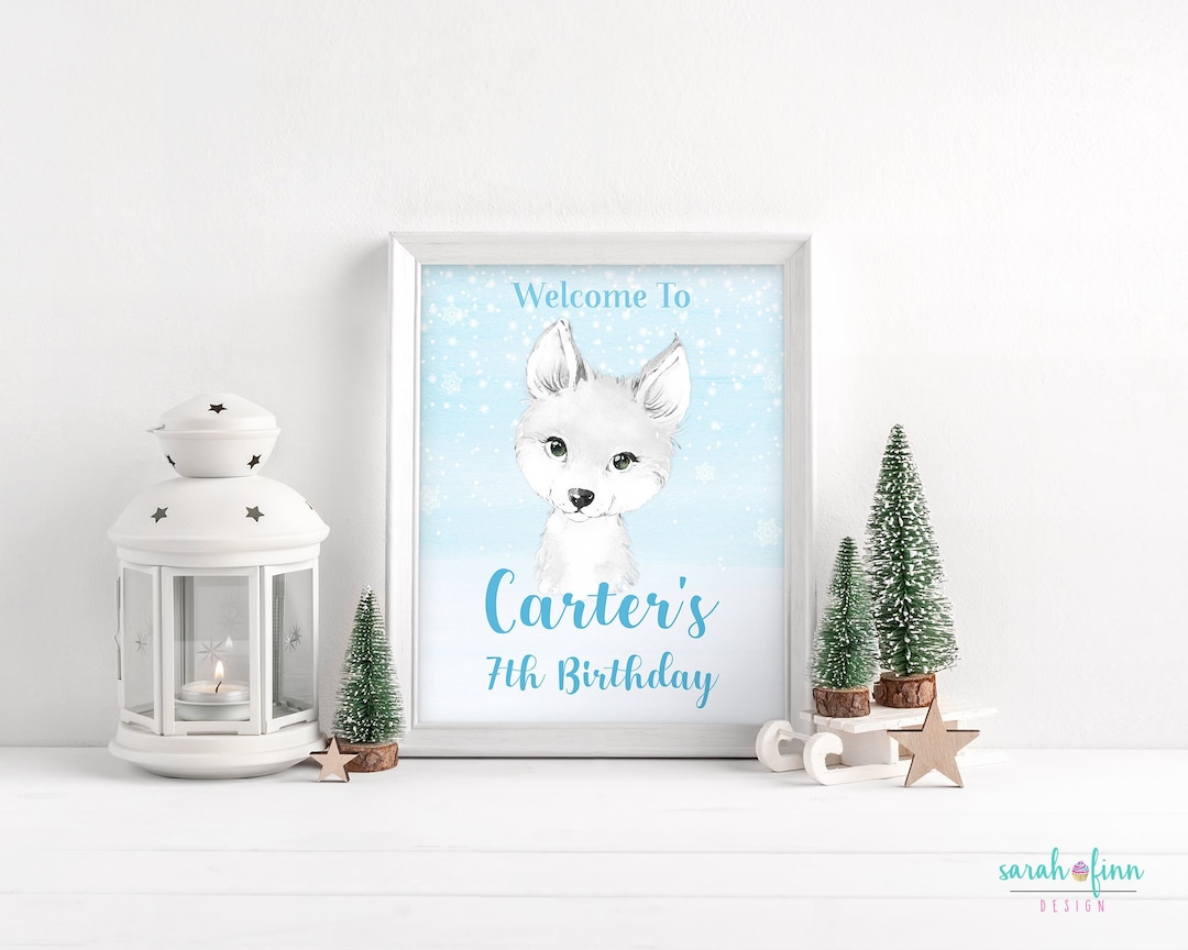 Arctic Fox Welcome Sign Printable Arctic Birthday Welcome Sign Winter ...
