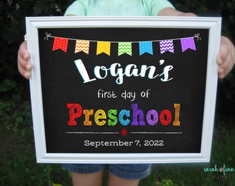 First Day of Preschool Sign Printable Back To School Sign Kindergarten Sign Pre-K Pre-K3 First Day Chalk Sign Back to School