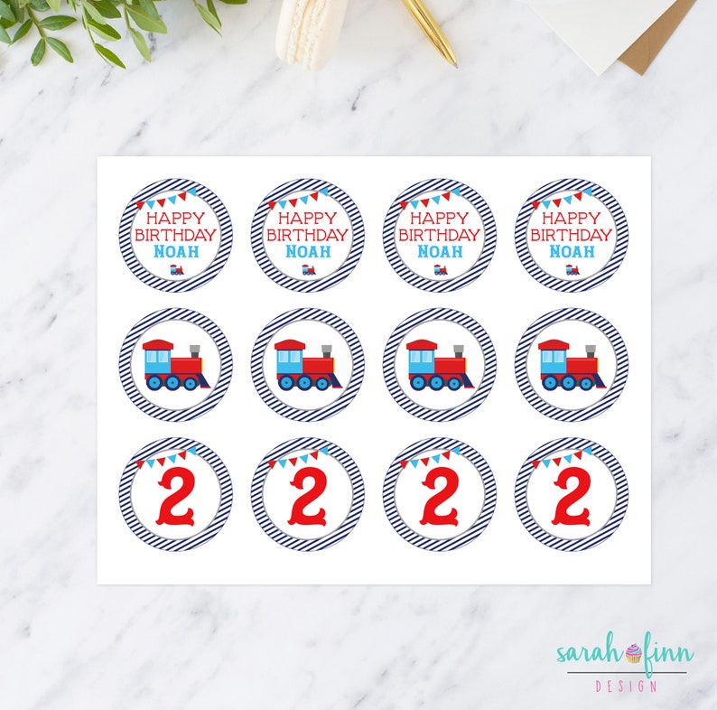 Train Birthday Cupcake Toppers Printable 2 Second Chugga Etsy