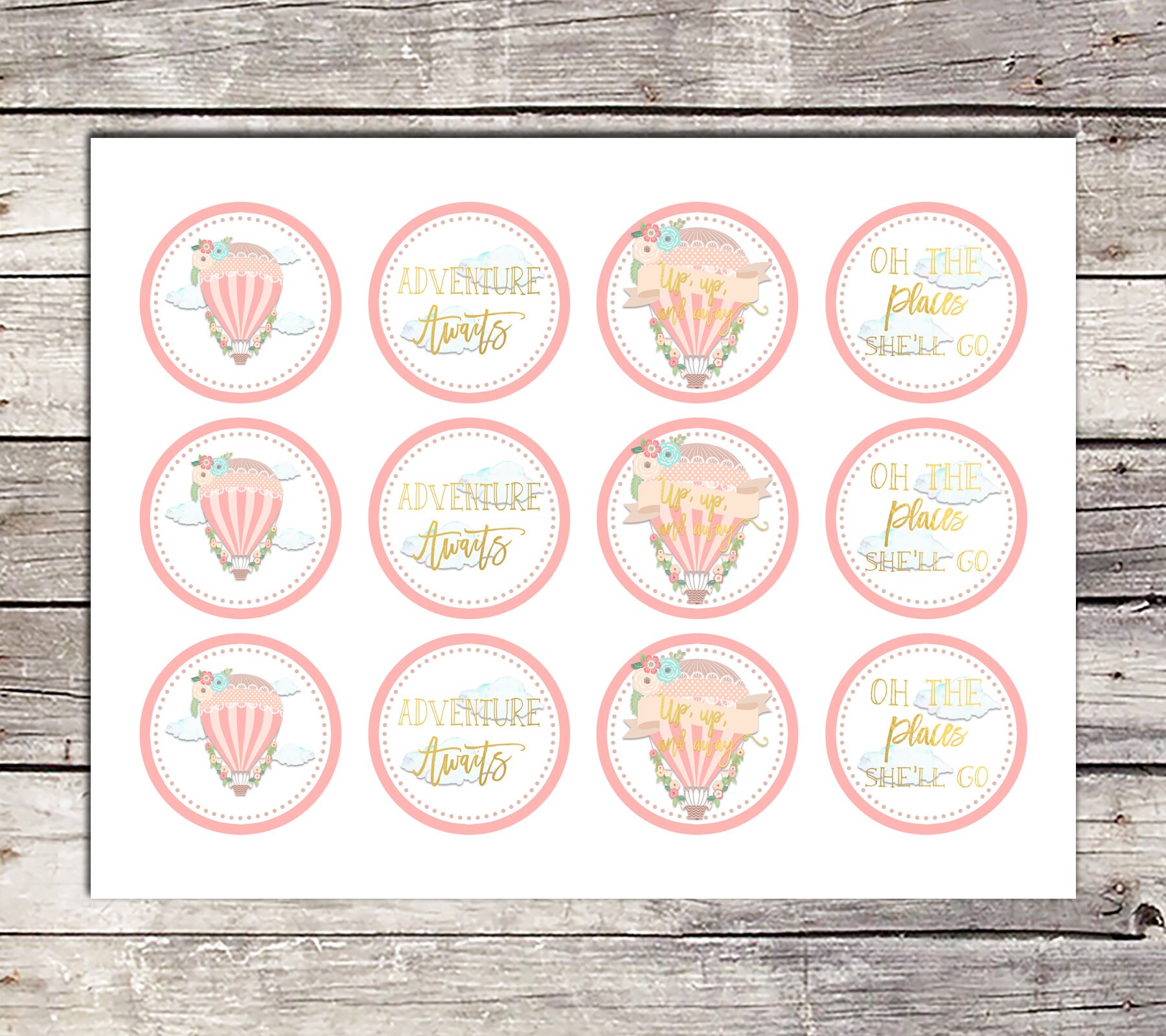Hot Air Balloon Cupcake Toppers First Birthday Printable - Etsy