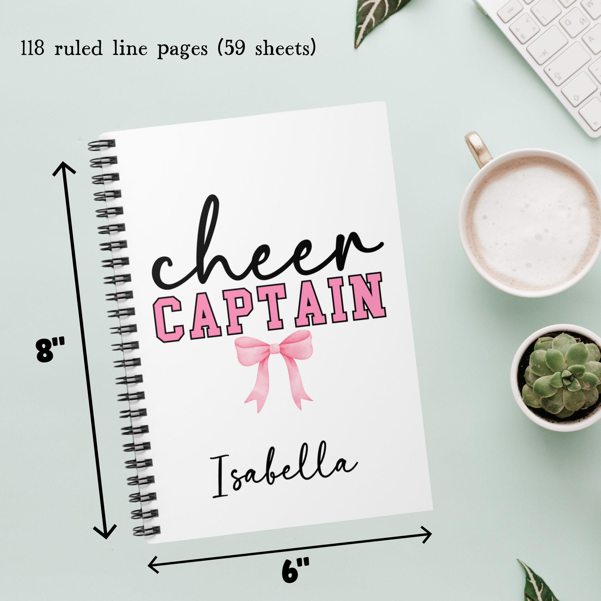 Cheer Note Book Cheer Captain Gift Spiral Notebook Cheerleading Gift Custom Notebook ...