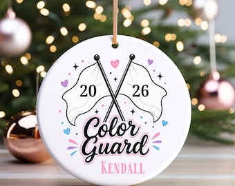 Color Guard Ornament Personalized Ceramic Ornament with Name and Year Colorguard Keepsake Marching Band Gift Winter Guard