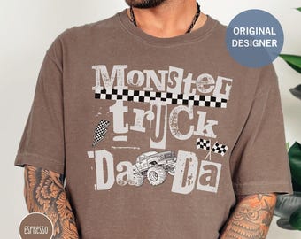 Monster Truck Dad Shirt Comfort Colors Monster Truck Dada T-Shirt Trendy Grunge Monster Trucks Lover Birthday Party Shirt