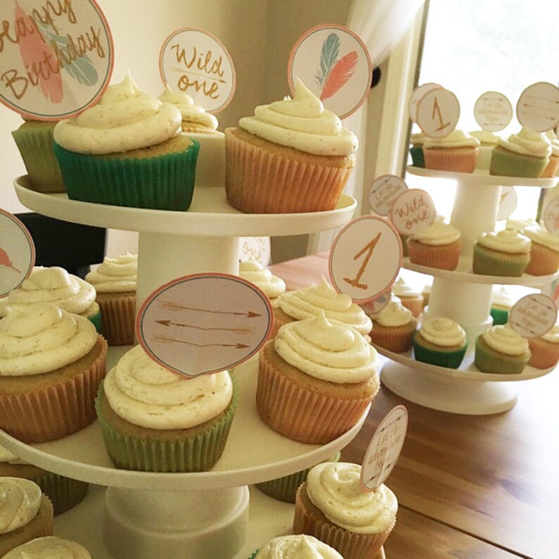 Wild One Birthday Cupcake Toppers Tribal Party Decor Boho Etsy