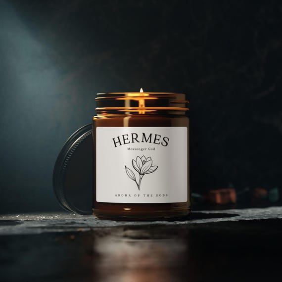 Hermes Greek God Candle Amber Jar Natural Soy Candle Greek