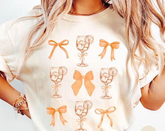 Aperol Spritz Shirt Comfort Colors Coquette Bow Spritz Oversized Trendy Cocktail Shirt Let's Get Spritzy Italian Spritz Tshirt