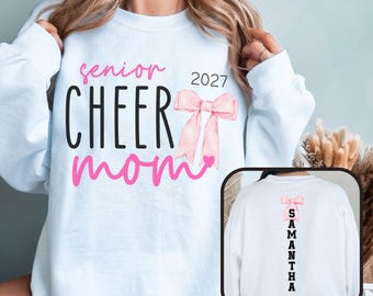 Senior Cheer Sweatshirt Senior Cheerleader Mom Crewneck Graduating Senior Sweater Custom Name Year Cheerleader Mama Sweatshirt Gift