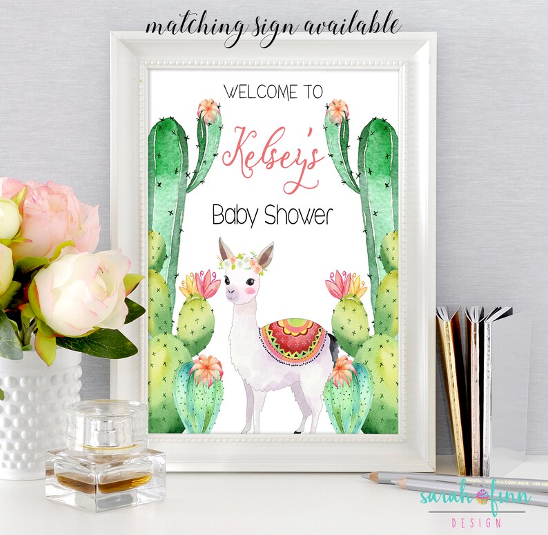 Cactus llama Baby Shower Bingo Game Baby Shower Game | Etsy