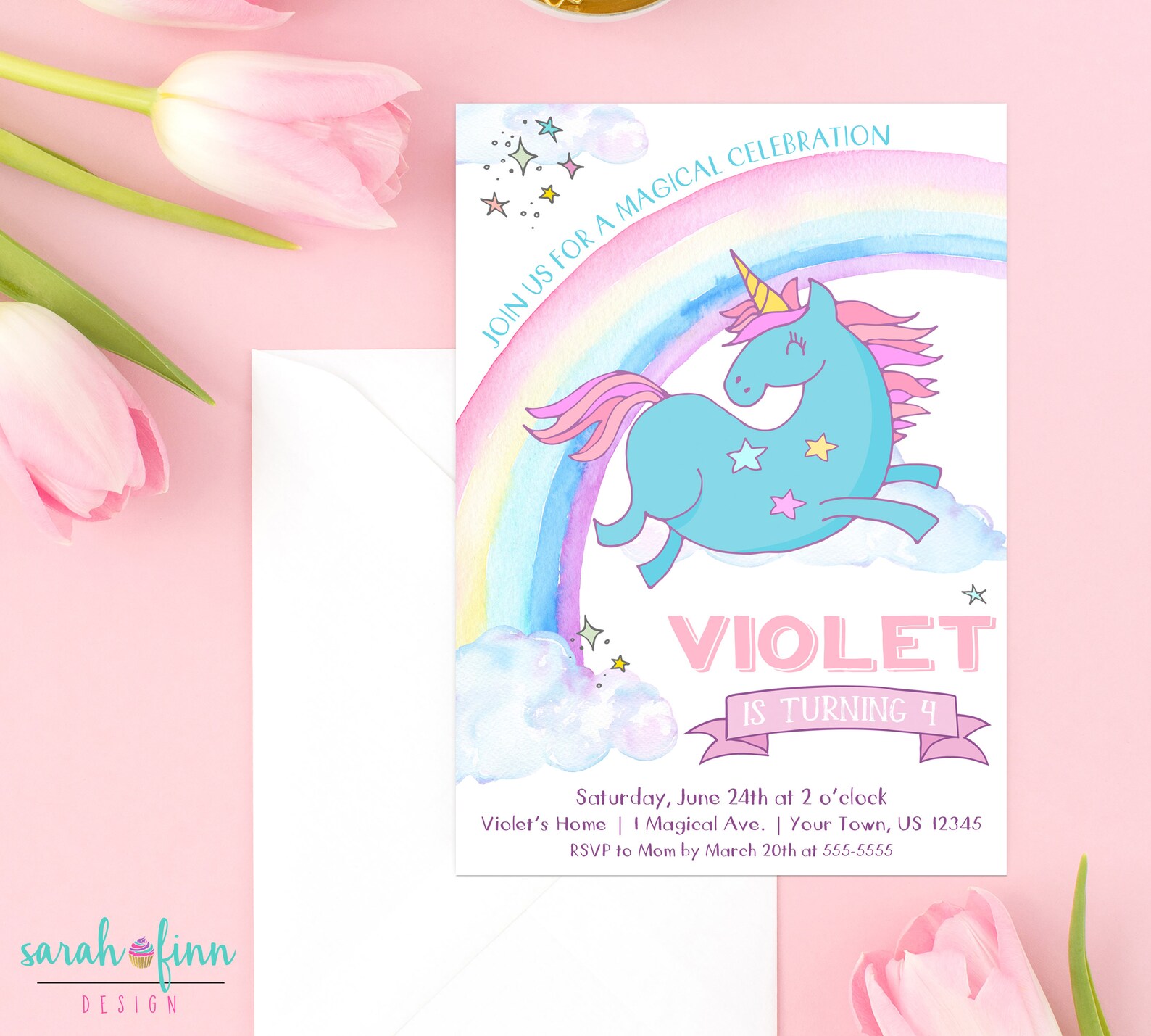 Unicorn Invitation Unicorn Birthday Invitation Unicorn Party Etsy