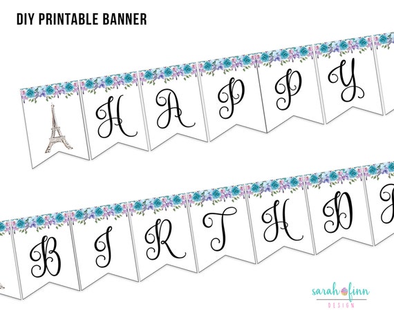 Paris Birthday Banner Printable Instant Download Paris Party - Etsy