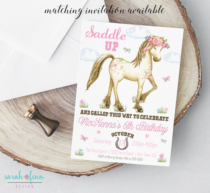 Horse Thank You Card Pony Birthday Printable Thank You Card Farm Cowgirl Digital Thank You Card Horse Party Pony Birthday image 2