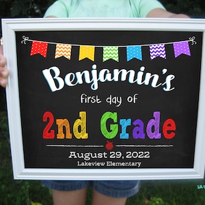 First Day of School Sign Back To School Sign Chalkboard Sign School Photo Prop First Day of Kindergarten Grade Sign 1st 2nd 3rd 4th