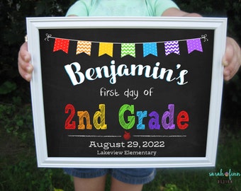 First Day of School Sign Back To School Sign Chalkboard Sign School Photo Prop First Day of Kindergarten Grade Sign 1st 2nd 3rd 4th