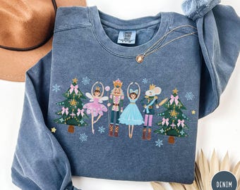 Pink Nutcracker Sweatshirt Comfort Colors® Sweatshirt Christmas Nutcracker Sweater Womens Nutcracker Ballet Coquette Dance Lover Gift