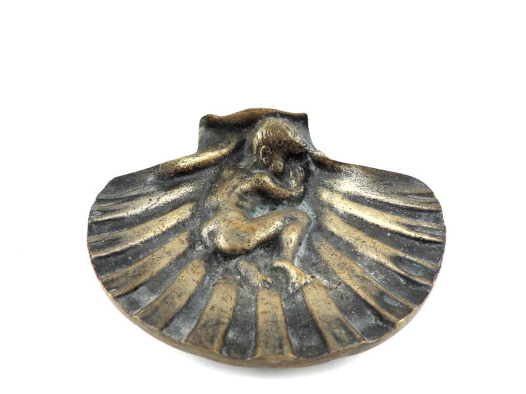 Vintage Solid Bronze Shell Shaped Trinket Dish, Bronze Sculpted Ashtray ...