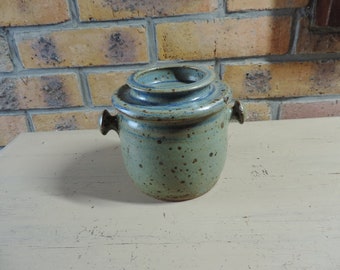 French Vintage Glazed Sandstone Butter Dish, Vintage Butter Keeper