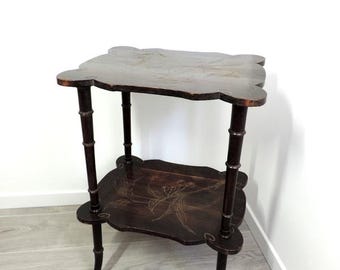 French Antique Napoleon 3 Two-Tiered Engraved Gueridon Side Table