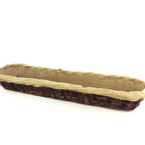 French Vintage Wicker Baguette Basket: Rustic Linen Bread Basket