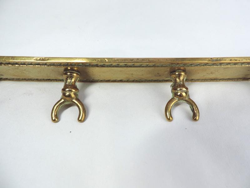 SET 4 USTENSILES de cuisine en laiton et bois avec support bronze murale EUR 50,00 - FR