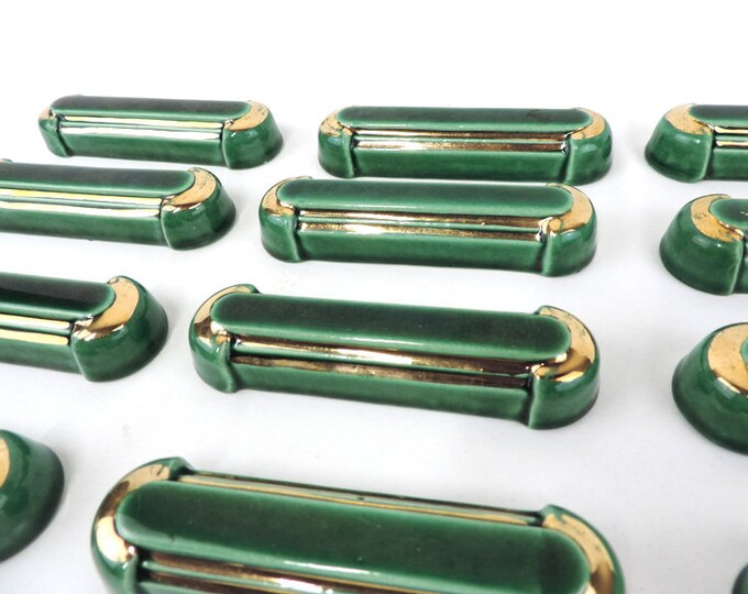 French Vintage Green and Gold Art Deco Ceramic Knife Rests X 12 - Etsy