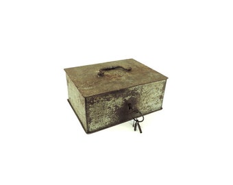 French Antique Steel Money Box, Beaumont Cash Box, Safe Box, Strong Box, Keepsake