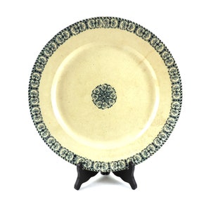 French Antique Large 13&quot; Round Ironstone Blue Transferware Platter, Large Antique French Plate